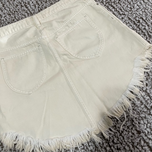 We The Free Distressed Light Ivory washed Jean Skirt - Picture 3 of 10